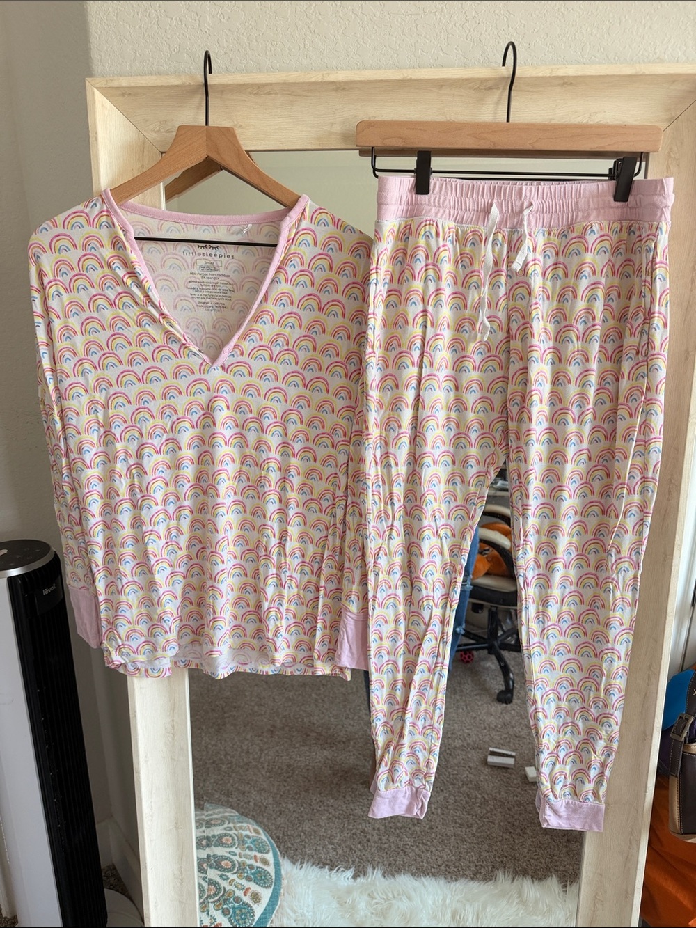 Little Sleepies Pink Rainbow Print Pajama Set